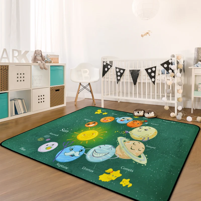 

Cartoon Nordic Style Print Carpets For Living Room Rugs Kids Bedroom Game Rug Kitchen Crawl Room Baby Child Mat Non-slip Carpet