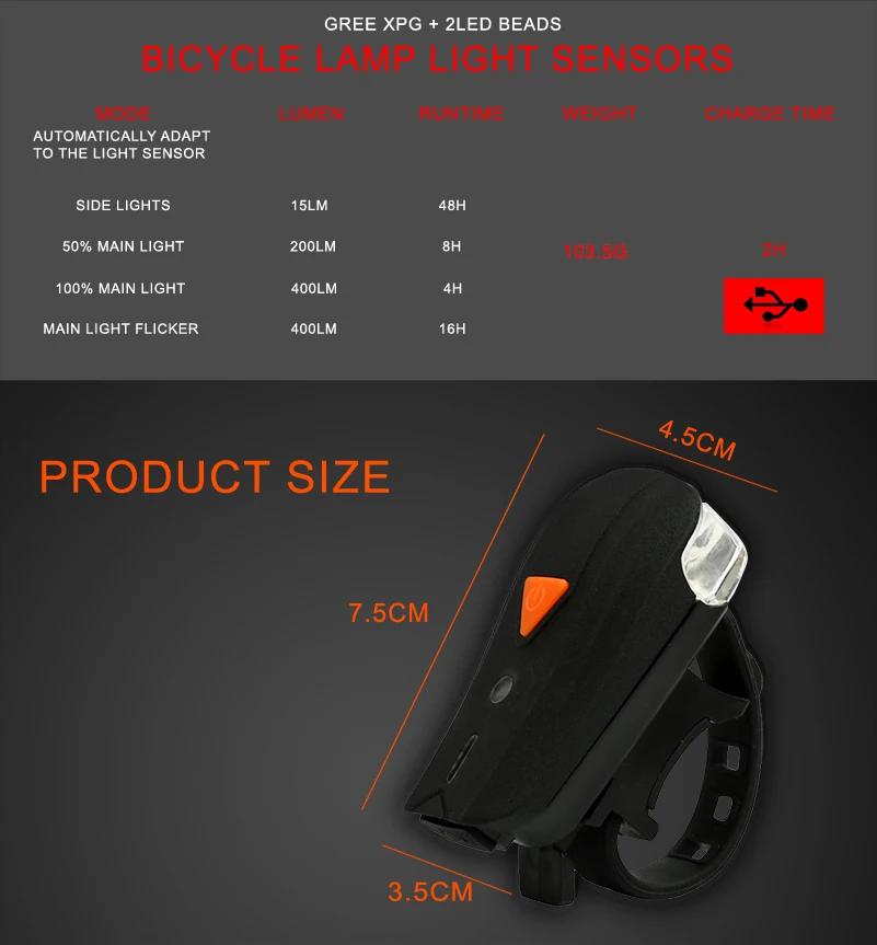 

WEST BIKING USB Rechargeable Bike Light Front Handlebar Cycling Led Battery Flashlight Torch Headlight Bicycle Accessories Light