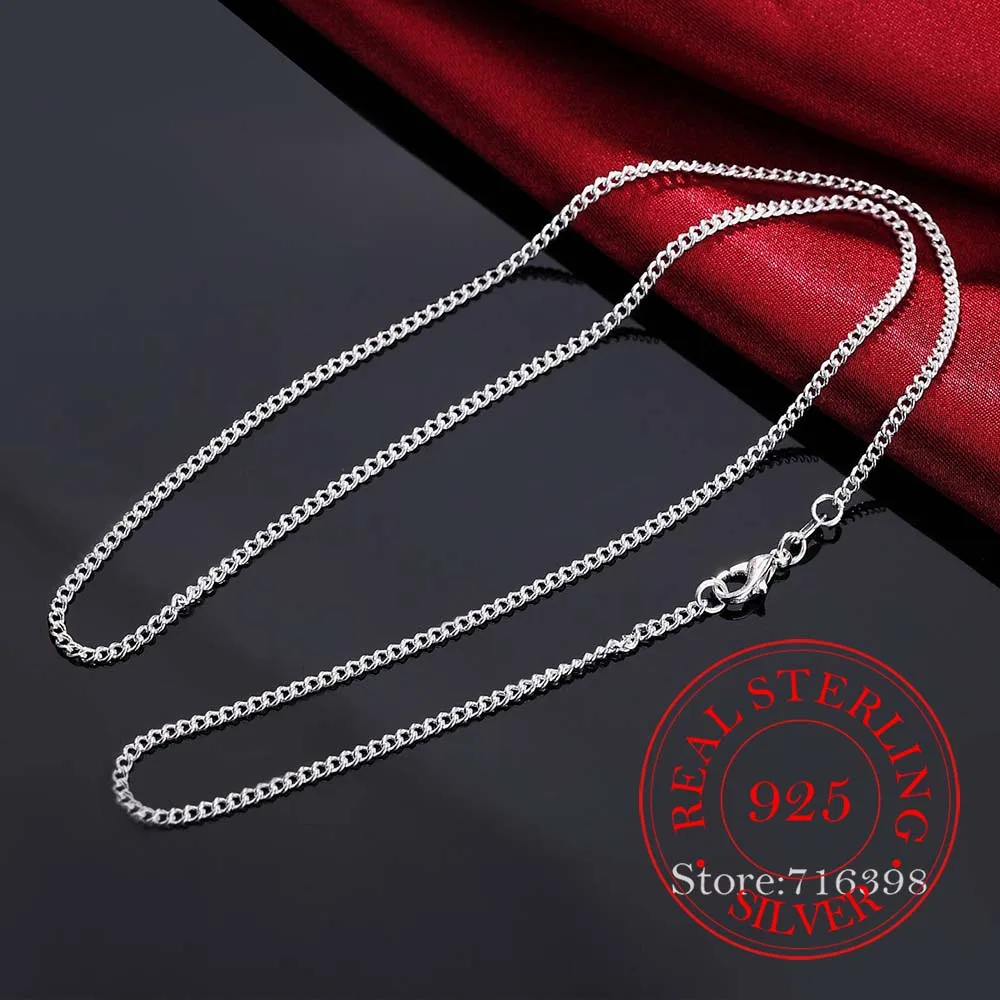 

16-30inch Thin 925 Sterling Silver 2mm side chain Necklace Women Girls Kids Children 40-75cm Jewelry kolye collares collier/dafd
