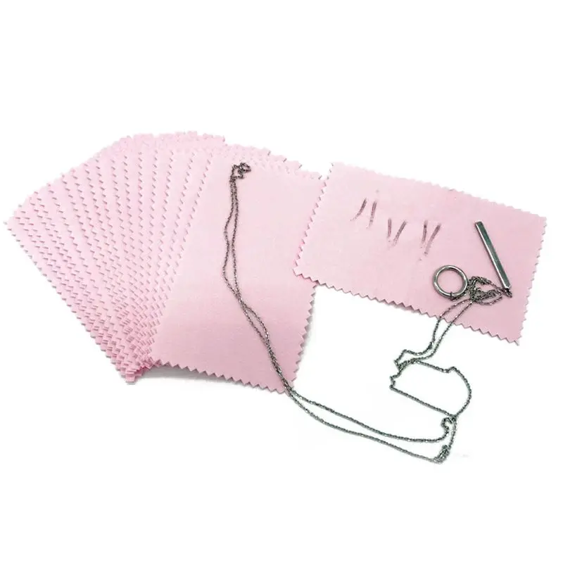 

2022 New 50Pcs Pink Polishing Cleaning Cloth Jewelry Silver Gold Cleaner Jewelry Tools