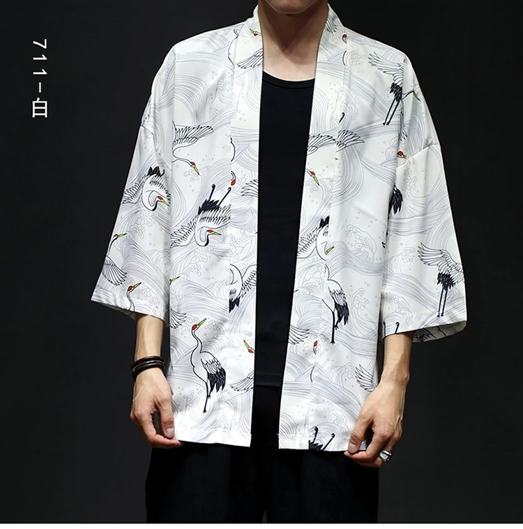 2019 Men Streetwear Mens Summer Funny Harajuku Male Chinese Style Clothing Casual Male Trench Coat images - 6