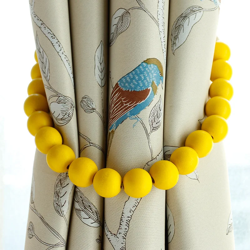 

Nordic Wind Curtain Buckle Accessories Tied Ball Hook Wooden Bead Strap Handmade DIY Creative Strap