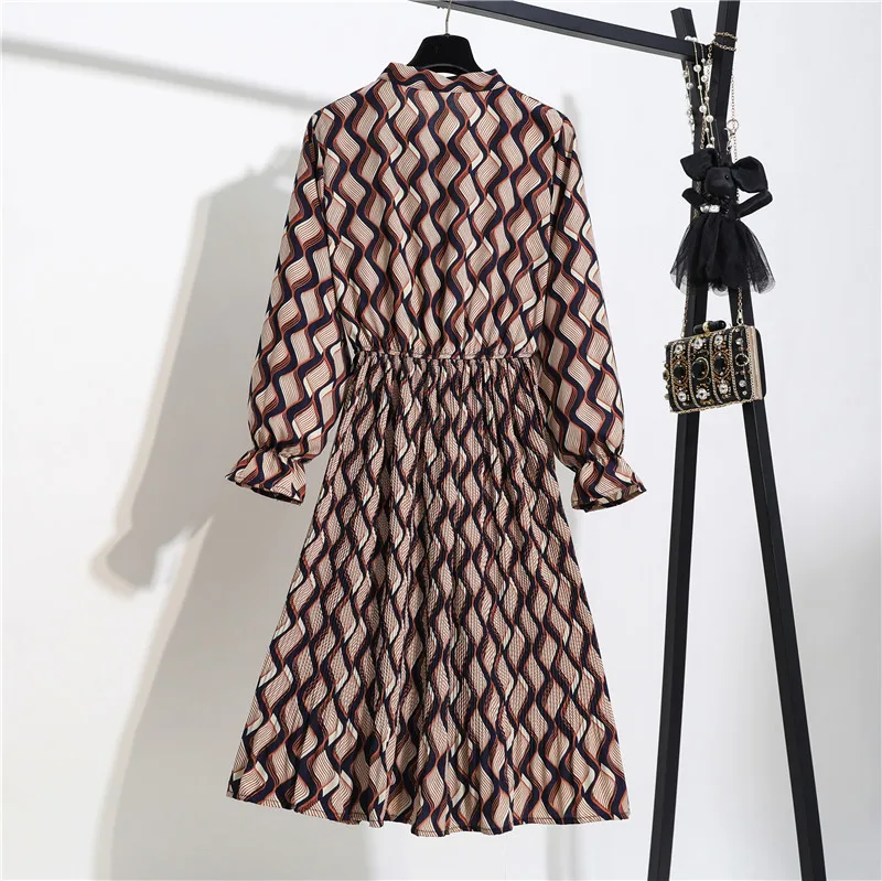 Плиссированное Платье с длинным рукавом и цветочным принтом весеннее Новое