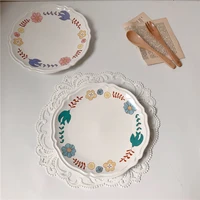 ins creative flowers household ceramic dishes plates cakes snacks and breakfast plates fruit plate