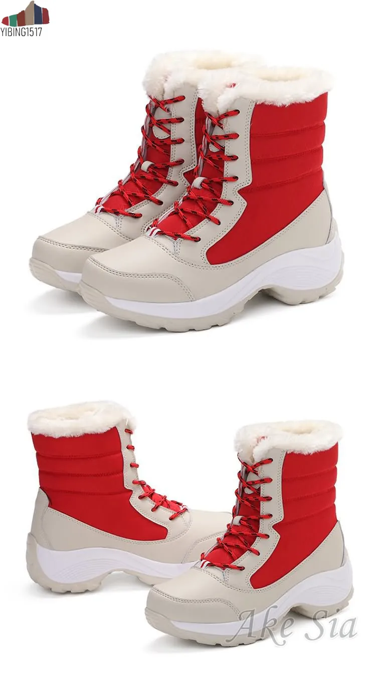 

YIBING1517 Winter Shoes Women Snow Boots Women Plus Size Hot Platform Boots Winter Female Warm Botas Mujer 2019 White Booties