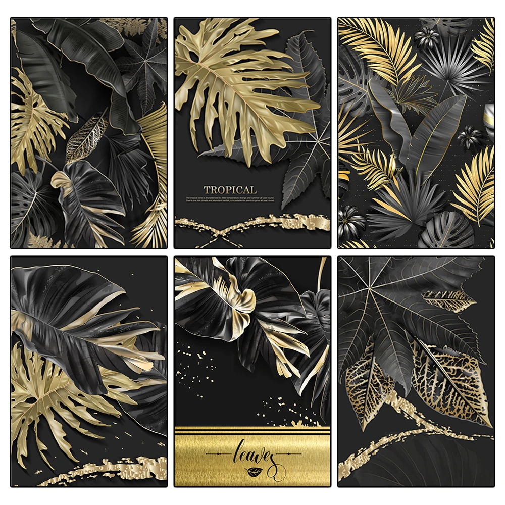 Алмазная живопись 5D сделай сам украшение с золотыми растениями вышивка в