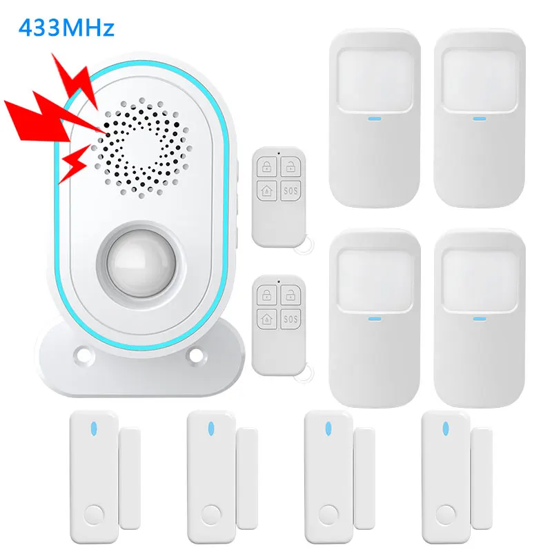 

Wireless Local Speaker Horn Home Siren Alarm Burglar Security System 433MHz Infrared Motion Detector Door Sensor Siren Kit