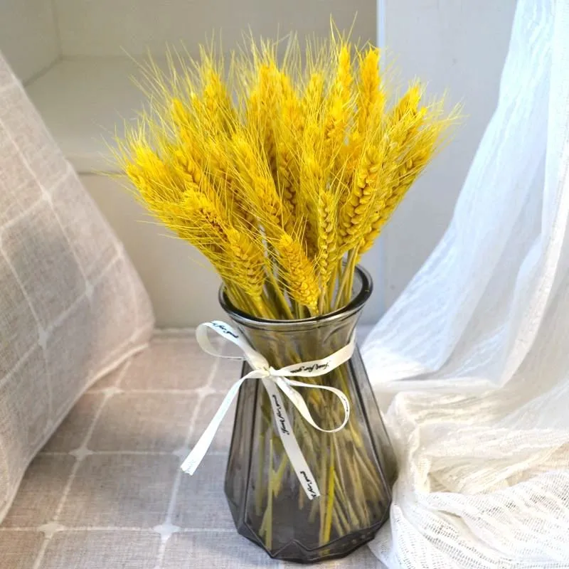 

50pcs Real Dry Bouquet Natural Dried Flower Black Pampas Grass Wheat Ear Grain Home Wedding House Decoration Salon Dry