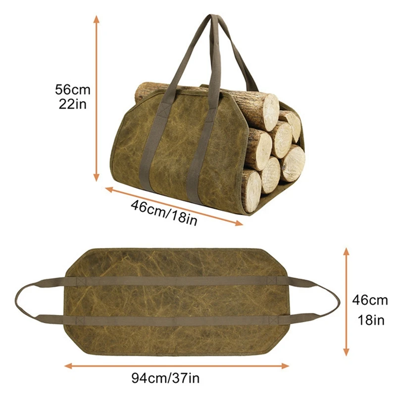 

Firewood Carrier Storage Bag Canvas Log Tote Bag Portable Outdoor Match Wood Holder Storage Bag for Camping Trip
