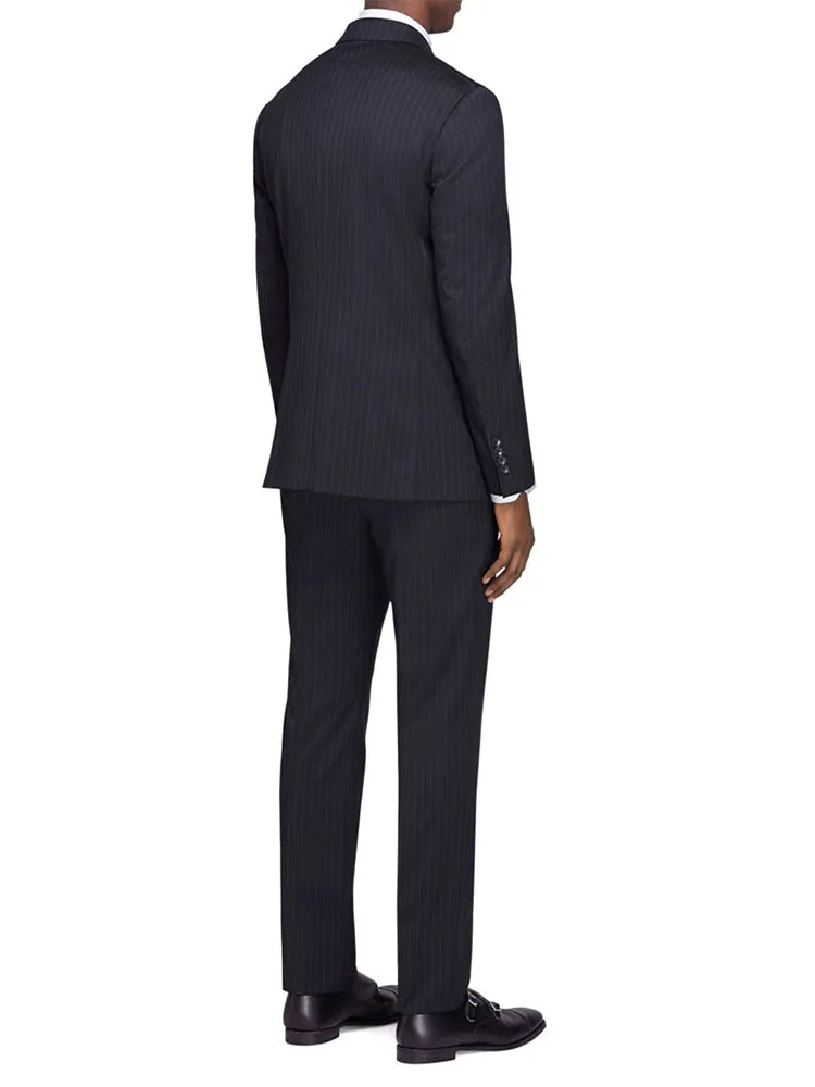 Темно-синий мел в полоску мужской костюм на заказ темно-синий классический