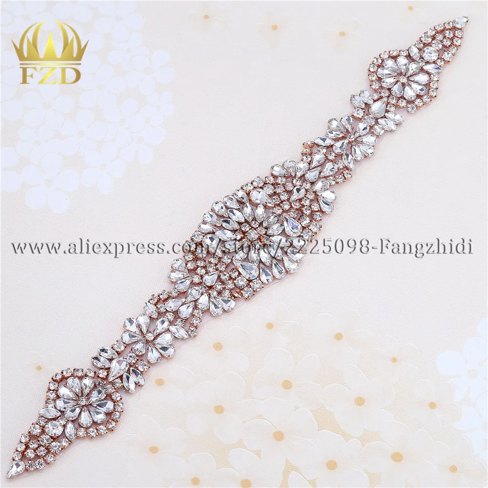 (1 шт.) Свадебный ремень кристаллы розовое золото коготь мотив Аппликации разрыв