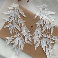 1 pair off white bamboo leaf venice lace applique water soluble triming patches dance prom dress 33 515cm