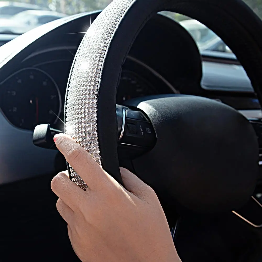 Чехол для руля автомобиля 38 см универсальный кожаный чехол со стразами