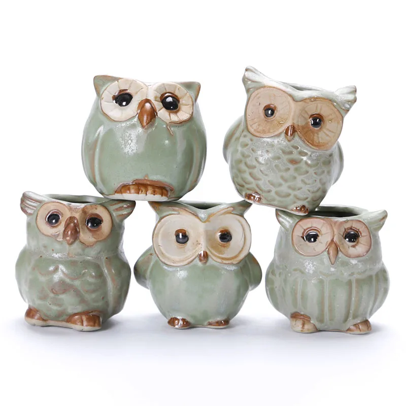

5 шт. Керамика цветочный горшок в виде совы Форма суккулент контейнер для сада и дома украшения GQ