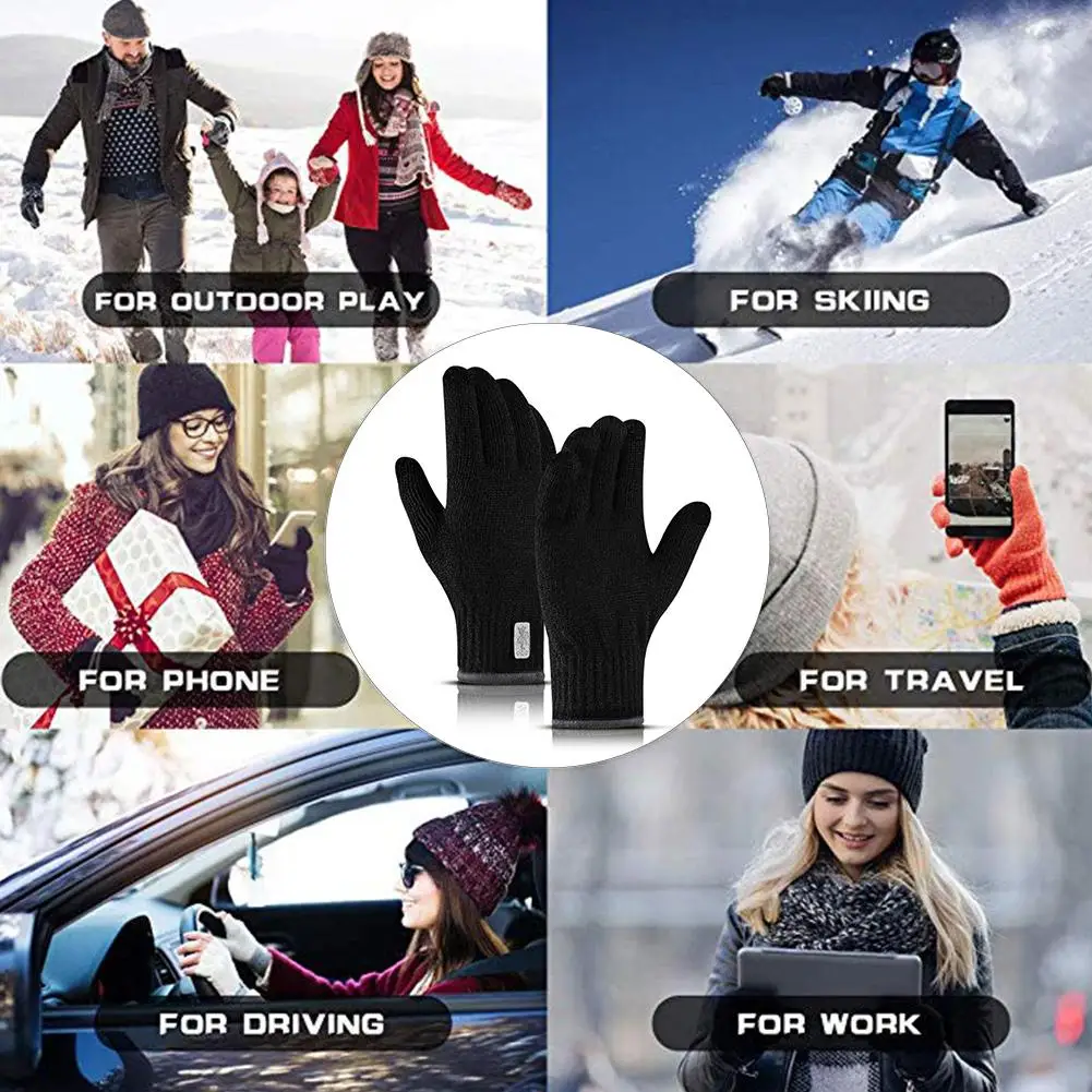 

2019 New Outdoor Warm Double-deck Velvet Mountaineering And Skiing Cycling Men's Knitted Touch Screen Windproof Sport Gloves