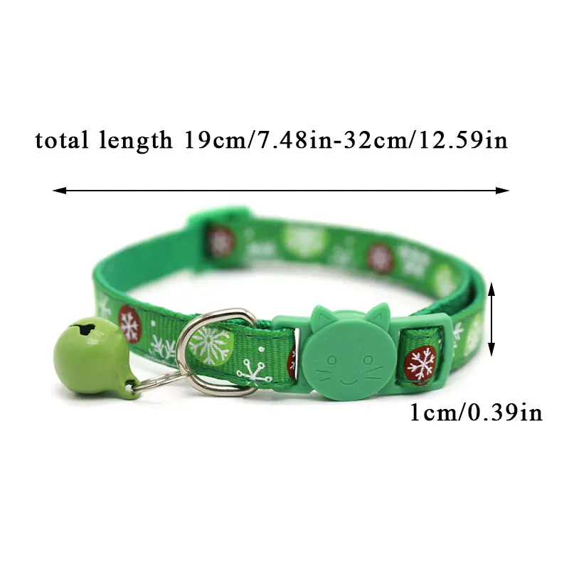 

Dog Collar Big Bell Safety Buckle Pet Supply Buckle Classic Strap Neck Ring Multicolor Patch Snowflake Winter Necklace Collar