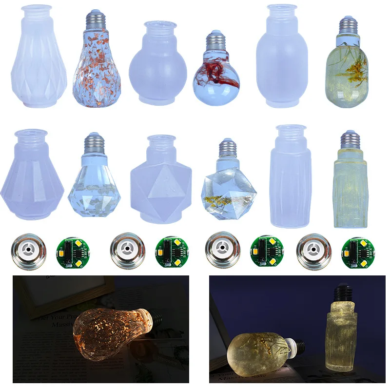 DIY Light Bulb Silicone Mold Star Shaped Mirror Crystal Epoxy Resin Bulb Night Lighting Mould Jewelry Making Tools