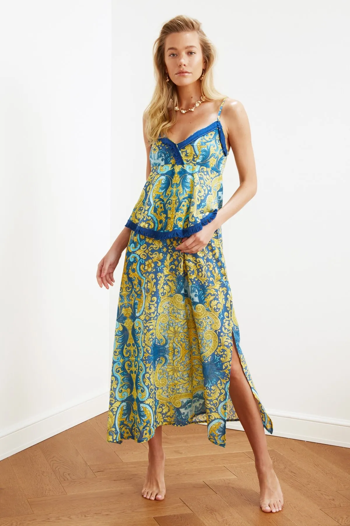 

Женское пляжное платье из вуали с мозаичным узором