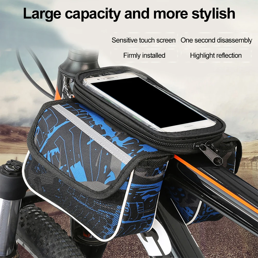 

Cycling Bike Bag Hard Shell Front Beam Waterproof Saddle Bag Mobile Phone Rack Mountain Bicycle Top Tube Pack MTB Accesorios