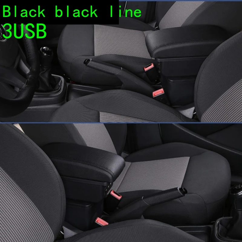 Black black line3usb Для Ford ECOSPORT подлокотник коробка ecosport автомобильные аксессуары заряжаемый удар-бесплатно USB до и после - Название цвета: Black black line3usb