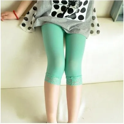 

Children Spring And Summer Thin Lace Velvet Silk Patyhose Cropped Leggings