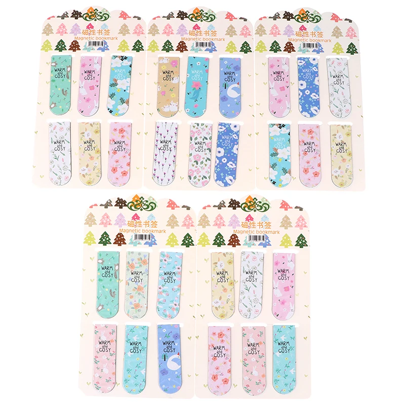

6 pcs/lot Cute Stationery Magnetic Bookmarks Creative Colored Flowers Paper Bookmark Office School Supplies Students