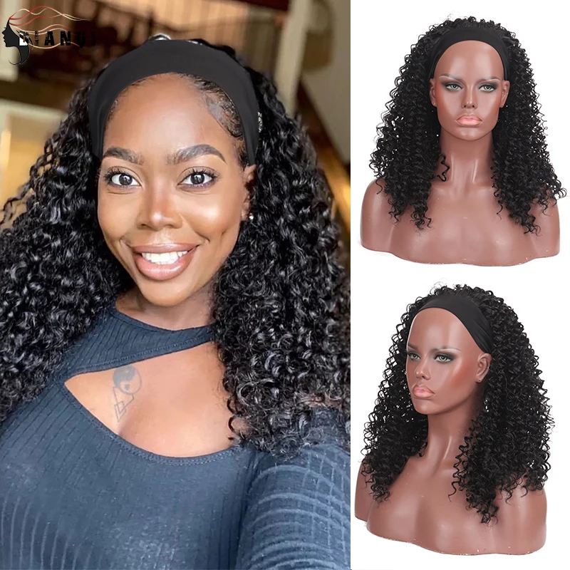 

DIANQI Long Black Headband Wig Synthetic Soft Wigs Braiding Twist Hair Curly Wigs For Black Women Daily Use