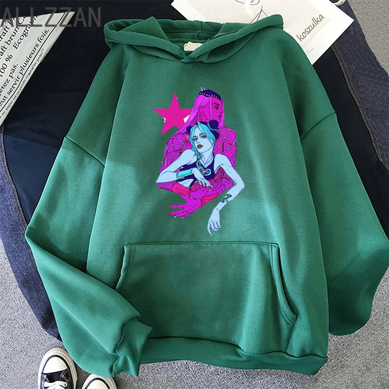 

Jolyne Kujo Jojo's Bizzare Adventure Hoodie Print Women Pullover Hoodies Crewneck Sweatshirt Harajuku Fleece Female Winter Hoody