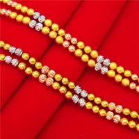 3 color beads chain necklace women men gold filled classic smooth matte clavicle jewelry gift