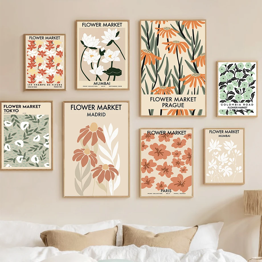 

Abstract Flower Market Shapes Minimalist Wall Art Canvas Painting Nordic Posters And Prints Wall Pictures For Living Room Decor