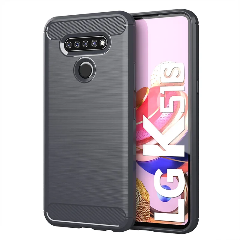 Для LG K51 чехол из углеродного волокна противоударный для телефона защитный