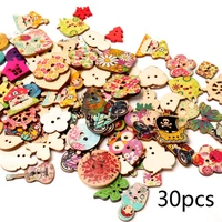 vintage mixed painting wooden buttons for crafts scrapbooking sewing clothes button diy kid apparel supplies 15 35mm