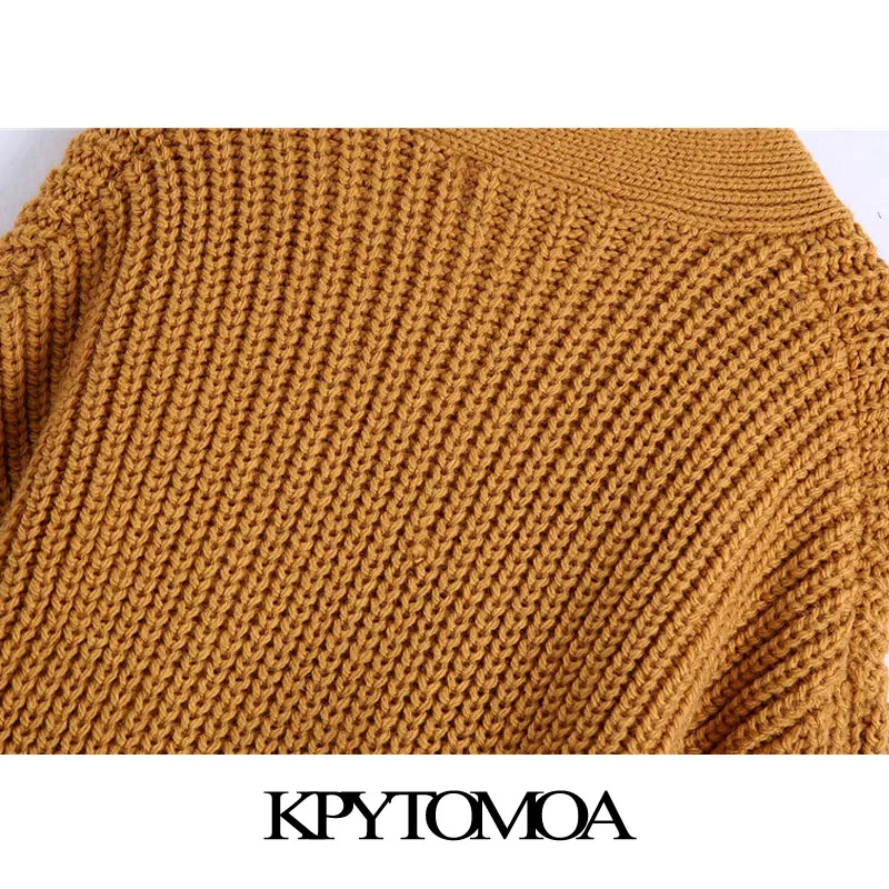 

KPYTOMOA Women 2020 Fashion With Tied Wrap Knitted Cardigan Sweater Vintage V Neck Long Sleeve Female Outerwear Chic Tops