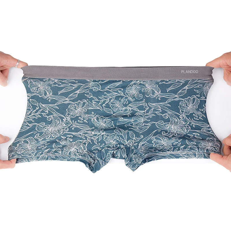 4PCS Men Underwear Boxers Brand Men Boxer Shorts Cotton Sexy Cueca Boxer Panties Mae Breathabe Comfortabe Printed Underpants