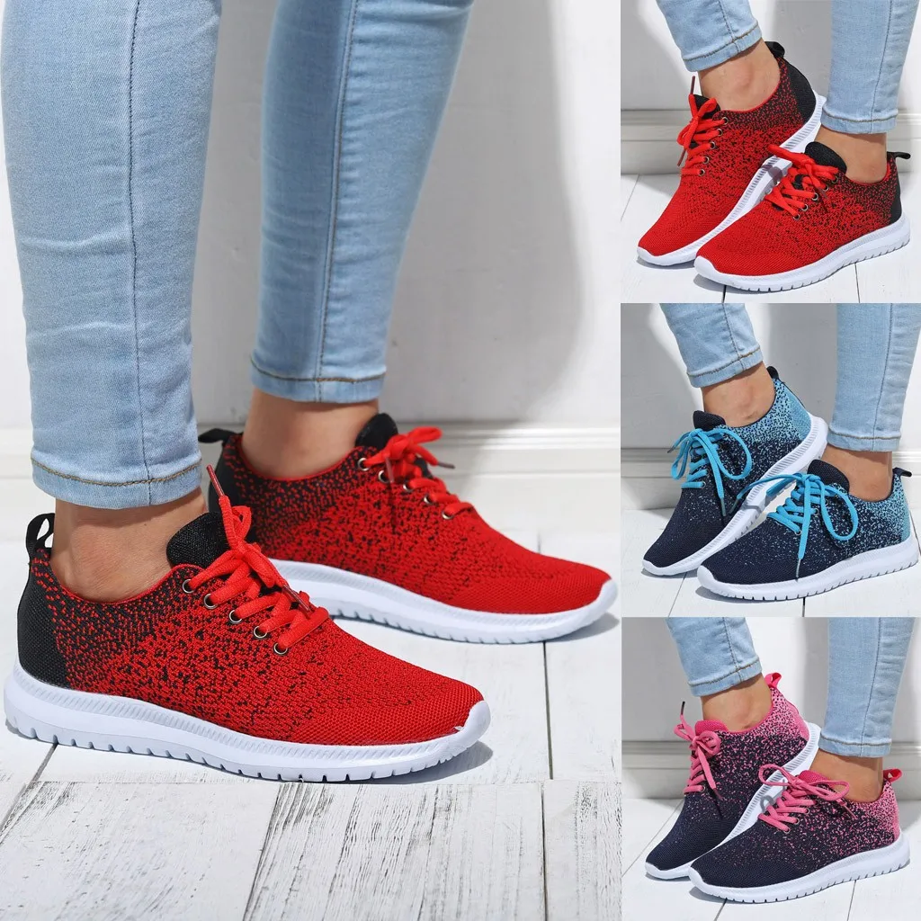 Женская обувь на плоской подошве модная повседневная женская шнуровке сетчатые