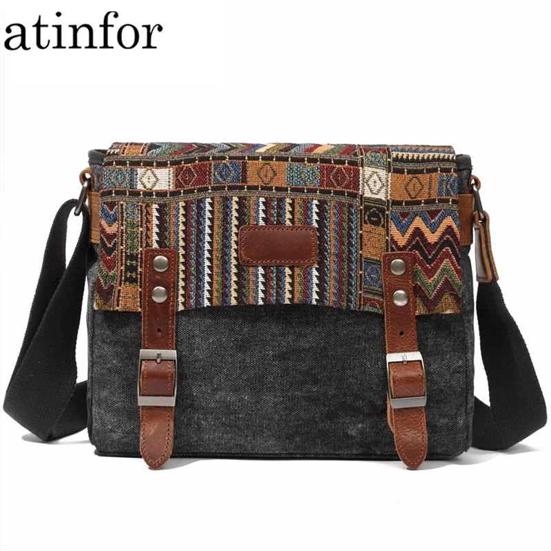 Брендовые винтажные повседневные холщовые сумки мессенджеры atinfor Мужские