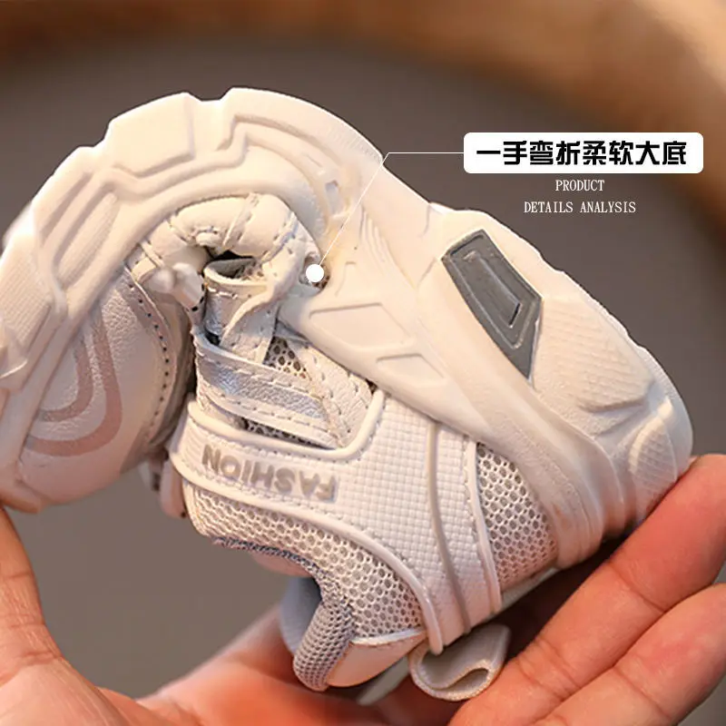 

Spring 2021 New MESH Surface Breathable Girls Casual Boys Shoes Non-slip Soft-soled Children's Sports Shoes Baby Crib Shoes