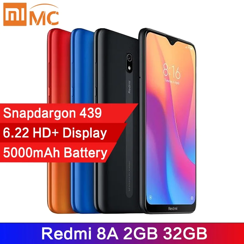 Глобальная версия смартфона Xiaomi Redmi 8A 8 A 2 ГБ 32 6 22 дюйма Восьмиядерный процессор