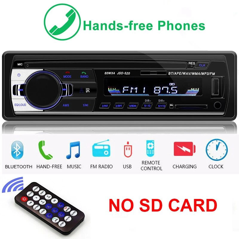 only mp3 Bluetooth Авто Радио стерео радио FM Aux вход приемник SD USB JSD-520 12 В в тире 1 din MP3 мультимедийный плеер - Цвет: only mp3