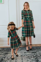 winter mommy and daughter doll neck plaid outfits 2021 new year christmas family matching dresses look festival dress