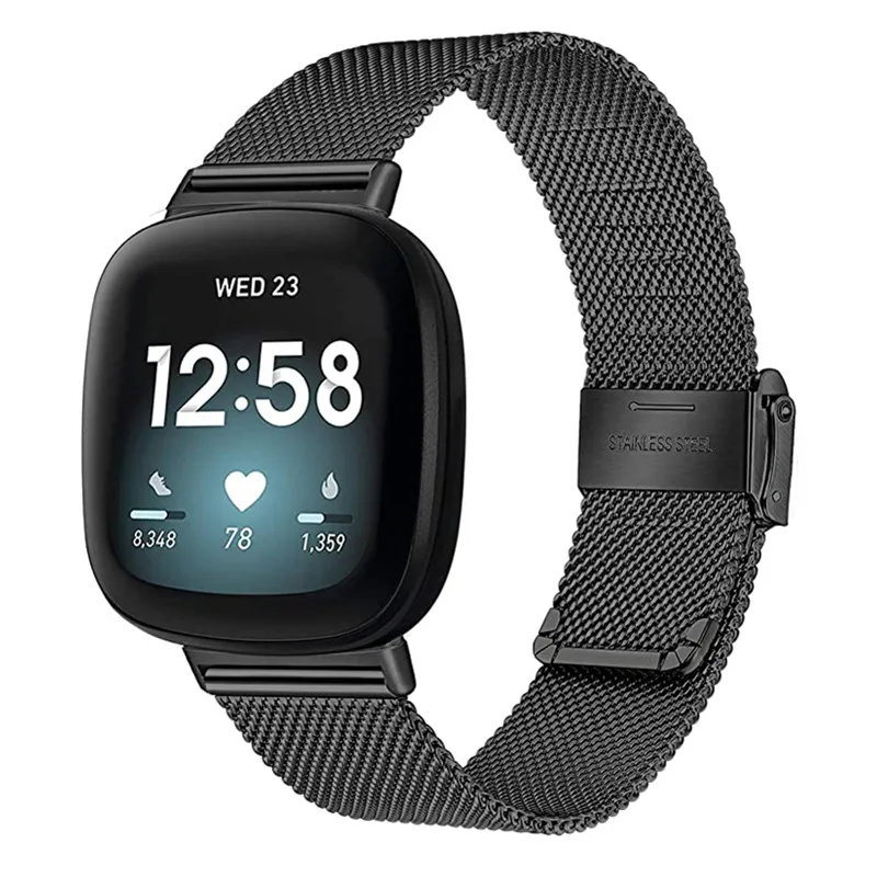 

KTAB Milanese Loop Strap For Fitbit Versa 3/Fitbit Sense Stainless Steel Watch Band For Fitbit Versa Bands Replacement Wristband