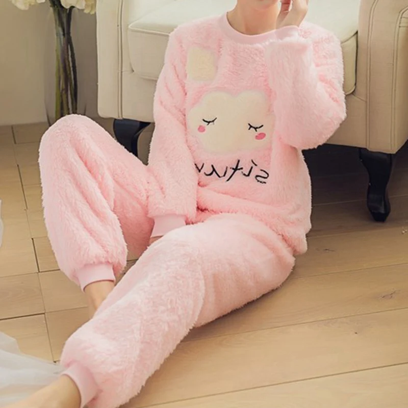 

Women's Pajamas Set Autumn And Winter Ladies Pajamas Flannel Long-Sleeved Pajamas Women Pajamas Set Cute Women's Home Sleepwear