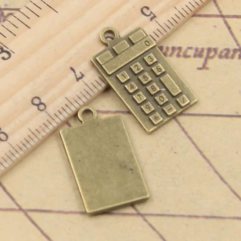 15 шт. Подвески Калькулятор Счетчик 23x13 мм тибетские бронзовые серебряные цветные