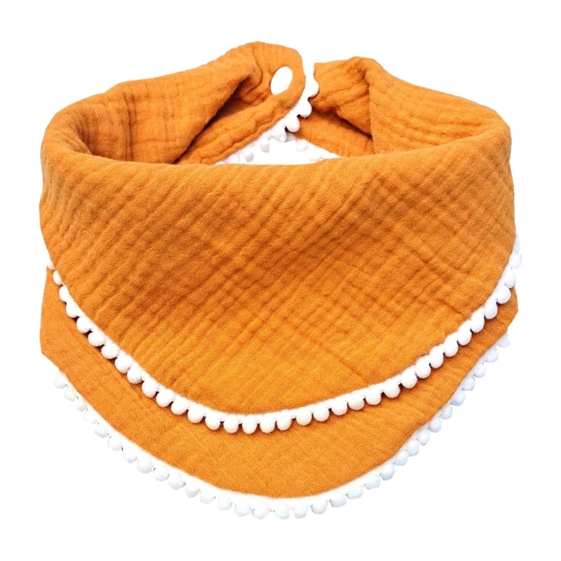 

Newborn Baby Bibs Cotton Tassel Saliva Feeding Towel Double Layer Triangle Scarf