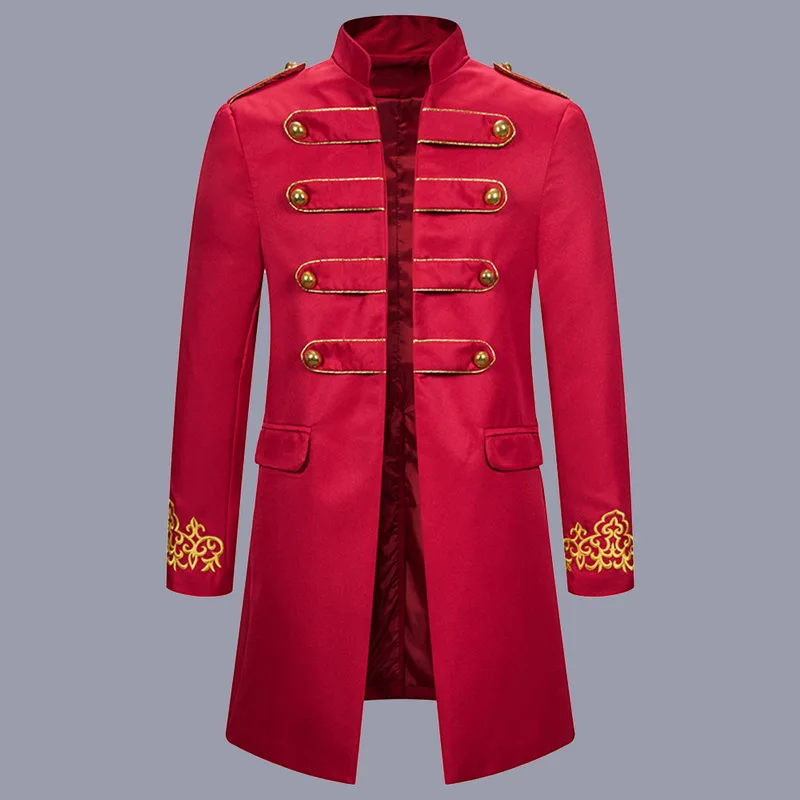 CYSINCOS Men Military Stars Trench Coat Frock Outwear Vintage Overcoat Medieval Renaissance Jacket Cosplay Costume | Мужская одежда