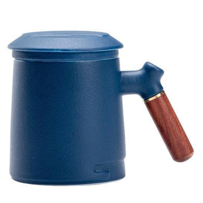 

Handmade Ceramic One-Piece Filter Tea Cup with Lid Kitchen and Home Office Accessories