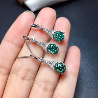 qtt exquisite round green cubic zirconia%c2%a0jewelry sets silver color earrings necklace elegant bridal wedding accessories
