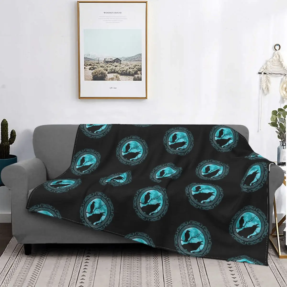 

Hugin Munin Norse God Odin Ravens Blanket Fleece Print Valhalla Breathable Ultra-Soft Throw Blanket for Home Office Bedspread