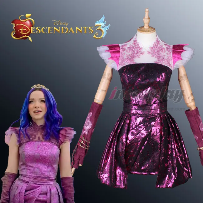 

[Customized] Anime Descendants 3 King Mal Evening Party Dress Full Set Cosplay Costume Women Halloween Free Shipping 2019 New.