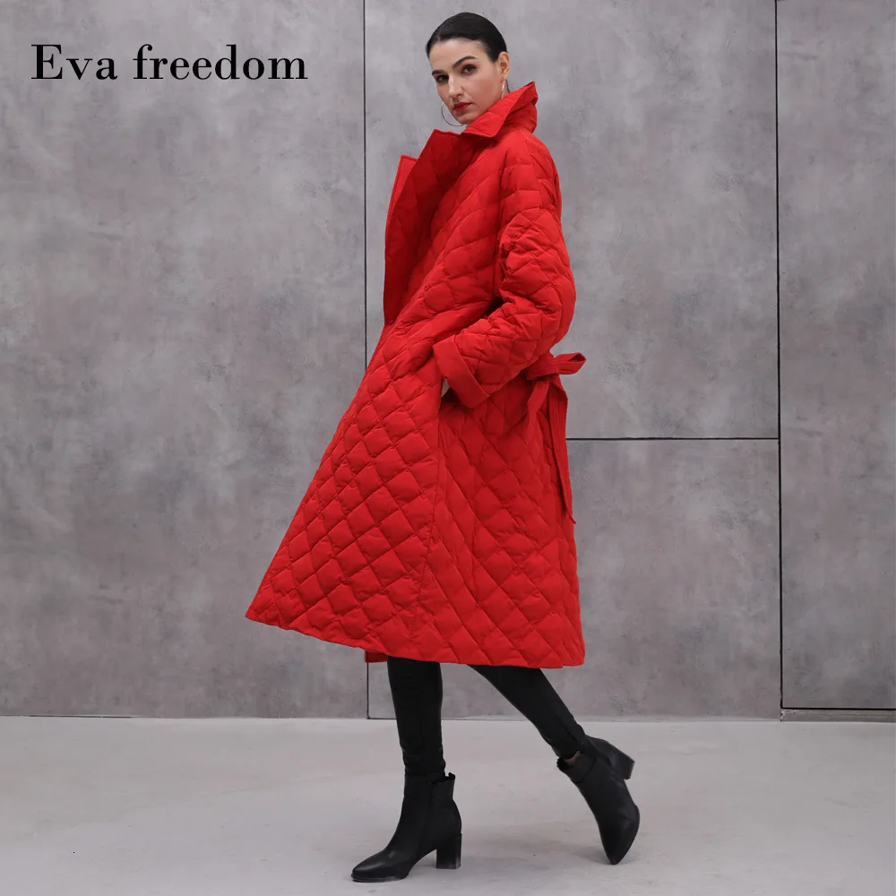 Зимний женский модный уличный пуховик с лацканами в клетку со стразами и